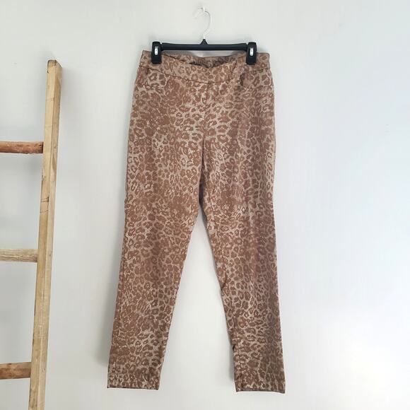 Slim-Sation By Multiples Straight Leg Leopard Print Pants Size 12 - Picture 1 of 8